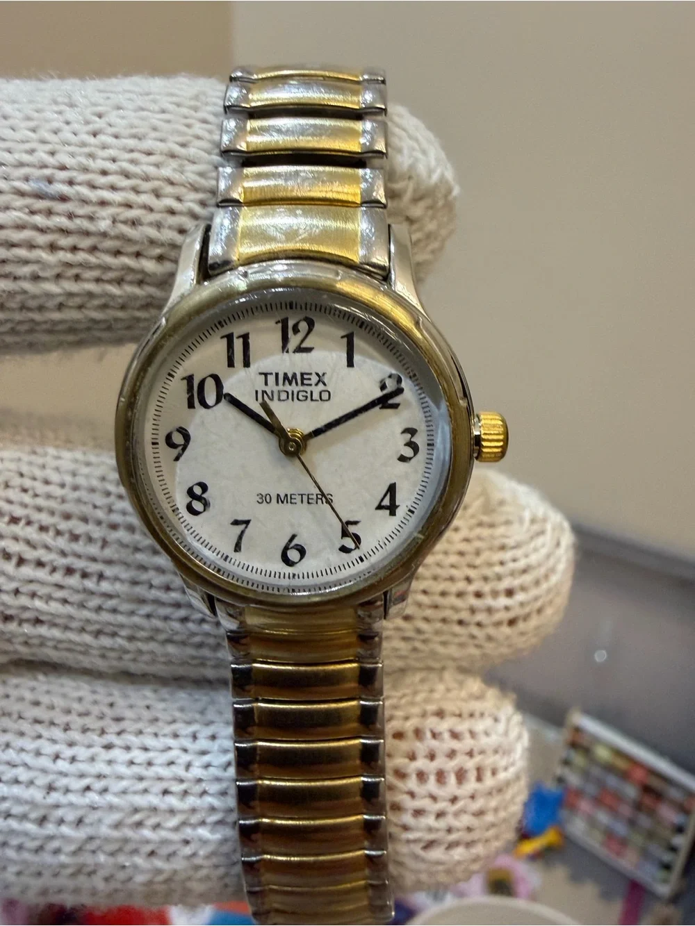 Vintage Timex Indiglo Women's Easy Reader Two-Tone Expansion Band Watch H9